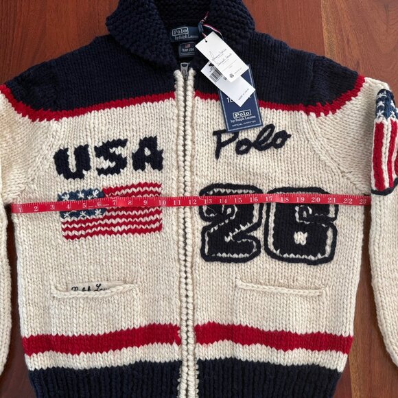 Polo Ralph Lauren 2026 Team USA Olympic Hand-Knit Wool Cardigan M Artisan Signed - Picture 9 of 17